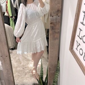 TiMo white lace dress boho size medium